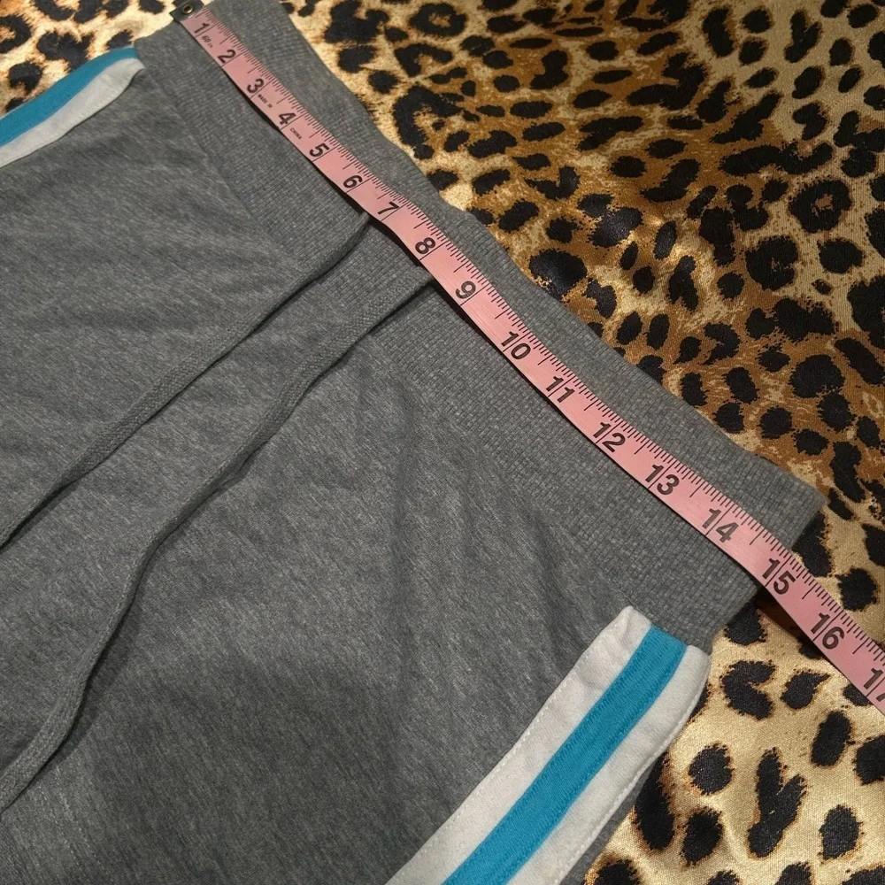 Y2K Steve & Barry Grey Sweat Micro Mini Skirt with Blue and White Side Stripes